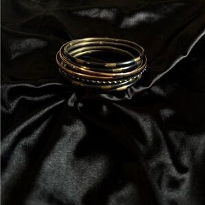 Elegant Black and Gold Bangle Set
